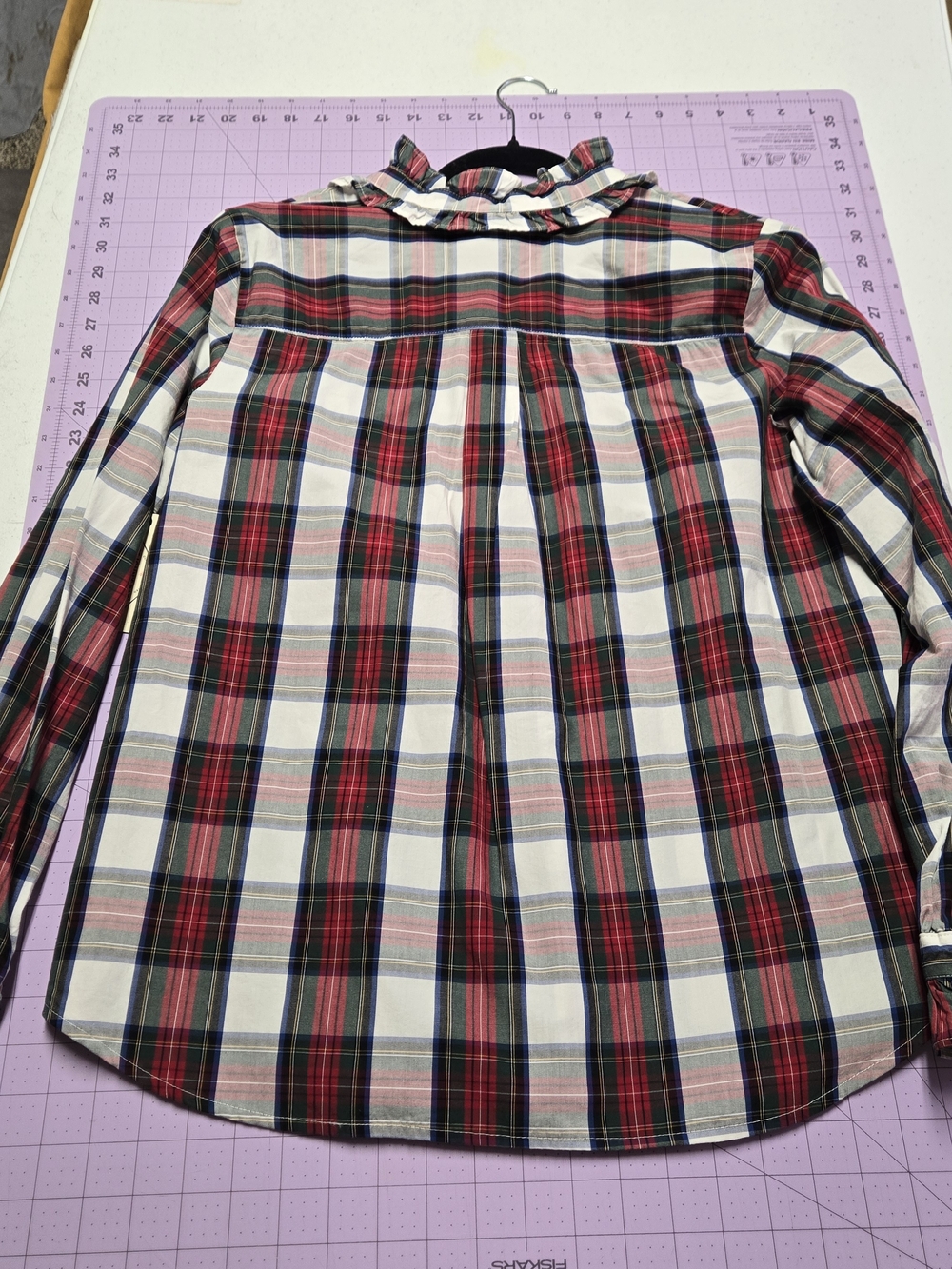 St. John’s Bay Plaid Ruffle Blouse Women’s Large 100% Cotton NWT Jeweled Buttons - Picture 13 of 13